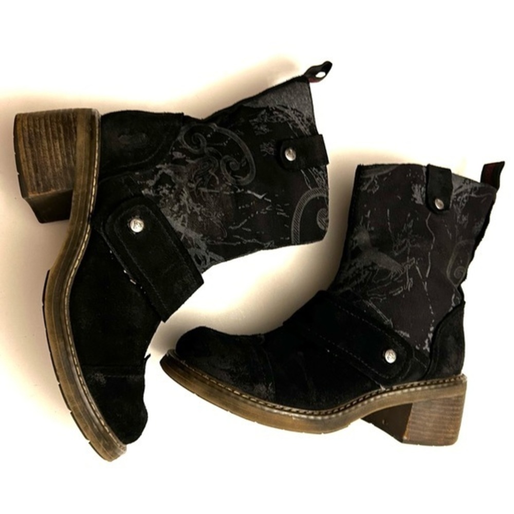 London Underground womens black ankle boots chunky heel size 7 y2k